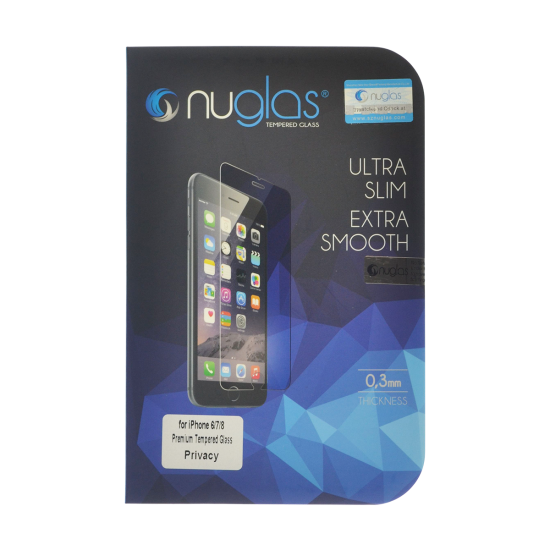 NuGlas Tempered Glass Privacy Screen Protector for iPhone 12/8 (2.5D) - Click Image to Close