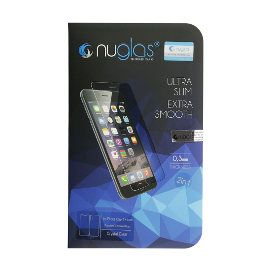 NuGlas Tempered Glass Screen Protector for iPhone X (2.5D) (Front + Back) - Click Image to Close