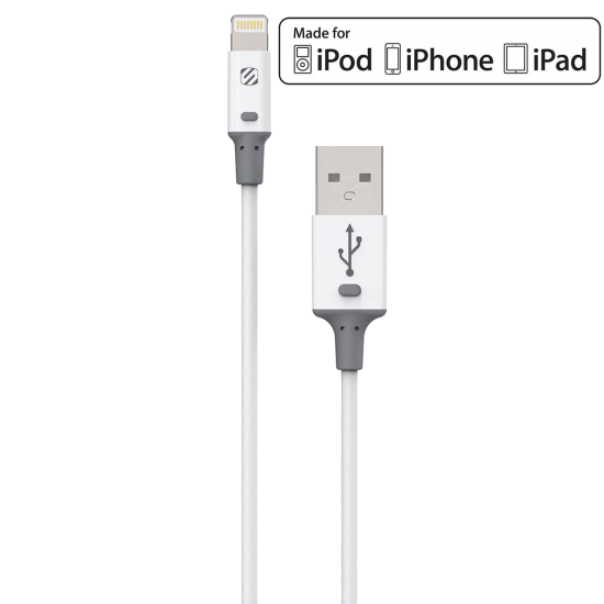 Scosche 3 Ft. Charge and Sync Cable for Lightning USB Devices - White - Click Image to Close