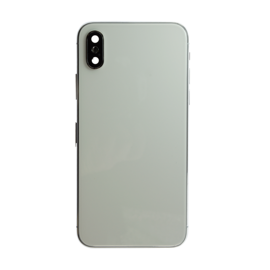 iPhone X Back Cover and Housing with Pre-installed Small Components - Silver (No Logo) - Click Image to Close