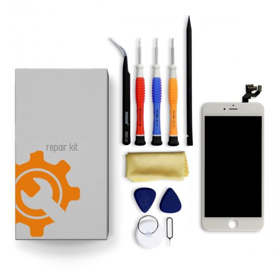 iPhone 12 Pro Max Screen Replacement Repair Kit + Small Parts + Tools + Repair Guide - White - Click Image to Close