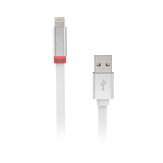 Scosche flatOUT LED 6ft. Charge and Sync Cable for Lightning Devices - White - Click Image to Close