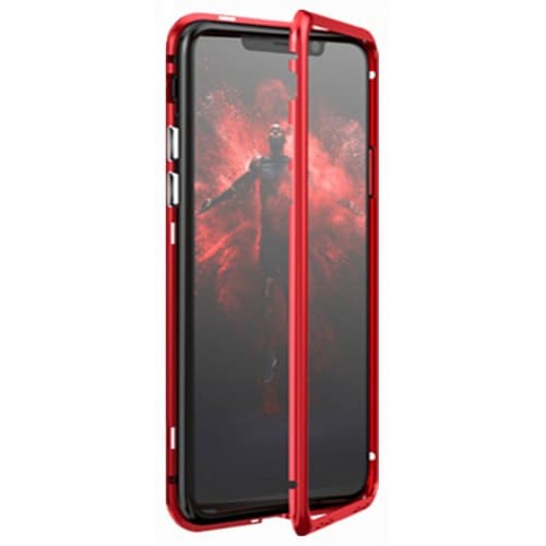 Built-in Magnetic Case for iPhone XR HD Tempered Glass Magnet Adsorption - RED - Click Image to Close
