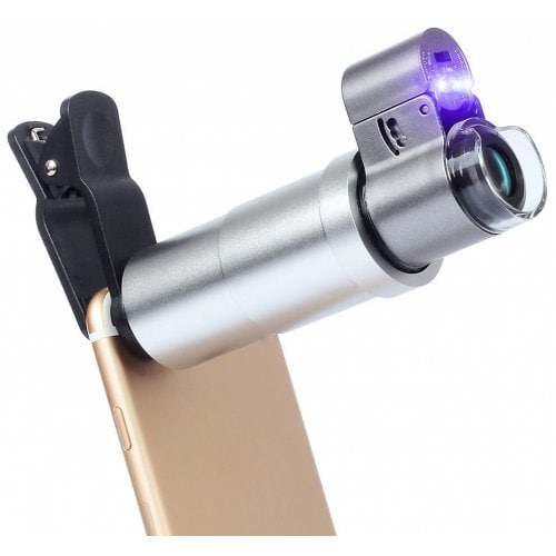 APEXEL APL-200XM Universal 200x Zoom Microscope Magnifier Macro Lens for iPhone - SILK WHITE - Click Image to Close