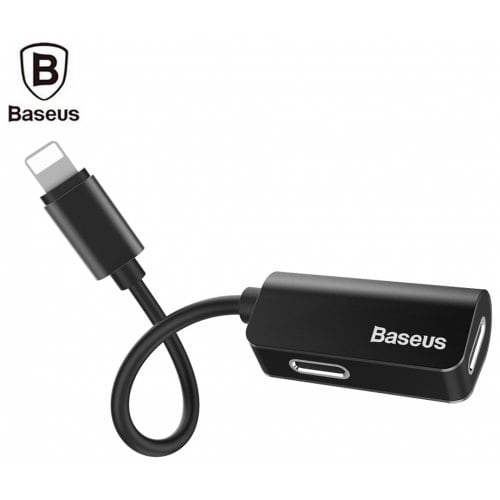 Baseus L37 Male to Dual Female 8 Pin Audio Charging Adapter - BLACK - Click Image to Close