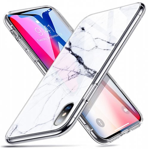 ESR DL0057 Marble Series Mobile Phone Case for iPhone X - WHITE - Click Image to Close