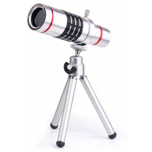 12X Optical Zoom Telescope Mobile Phone Lens for iPhone 12 12 Pro Max with Min - SILVER - Click Image to Close