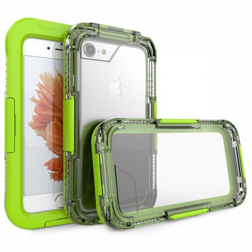 Waterproof Shell Swimming Diving Waterproof Case for iPhone 12 - 8 Waterproof Phone Case - GREEN - Click Image to Close