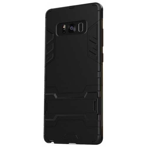 Case for Samsung Note 8 with Stand Back Cover Solid Colored Hard PC Material - BLACK - Click Image to Close