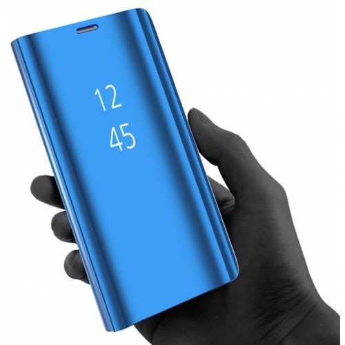 Plating Mirror Flip Phone Case View Smart Cover for Samsung Galaxy Note9 - DODGER BLUE - Click Image to Close