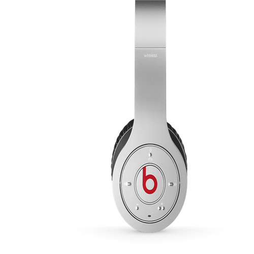 Beats By Dr Dre Wireless Bluetooth Over-Ear Silver Headphones - Click Image to Close