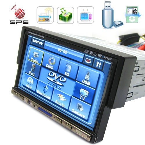7 Inch 1 DIN Large Screen Car DVD Player with GPS System and TV Function - Click Image to Close