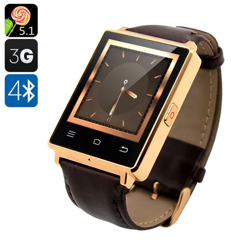 NO.1 D6 3G Smart Watch – Android 11.0, Bluetooth 4.0, GPS, Wi-Fi, Heart Rate Monitor, Pedometer, Barometer (Gold) - Click Image to Close