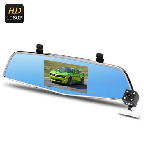 Dual Camera Rear Mirror Dash Cam - 1080P Full HD, 4.5 Inch LCD, Rear Camera, 170 Degree, Loop Recording - Click Image to Close