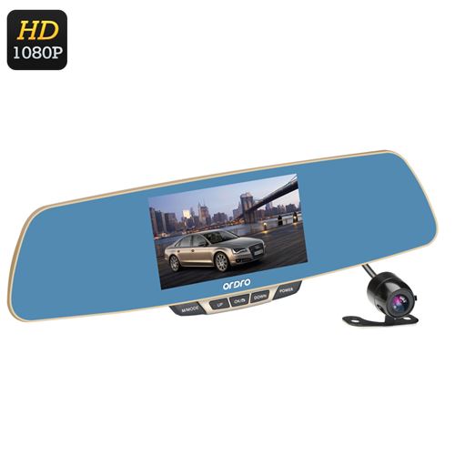 Ordro T2 1080P Car DVR - 5 Inch LCD Screen, 170 Degree Wide Angle Lens, Rearview Mirror, G-Sensor,1/4 Inch CMOS Sensor - Click Image to Close