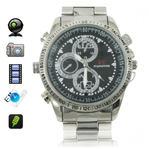 32GB HD 1280 x 960 Stainless Steel Spy Camera Watch with Hidden Camera - Click Image to Close