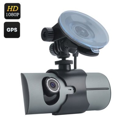 Dual Camera Car DVR - 2.7 Inch Display, 130 Degree Lens, GPS, G-Sensor, Double CMOS Sensor, Micro SD, H.264 Decoding