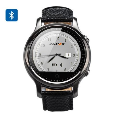 ZGPAX S360 Smart Watch - 1.22 Inch Circular Screen, Bluetooth 4.0, Sedentary Reminder, Phone Sync, App iOS + Android (Black)