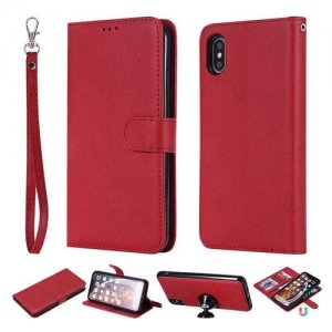 XS Max Case 2 in 1 Magnetic Detachable Flip Folio Case Cover for Iphone XS Max - RED