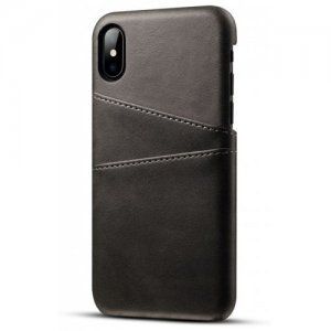 PU Leather Case for IPhone X Cover Protective Card Holder Wallet Mobile - BLACK