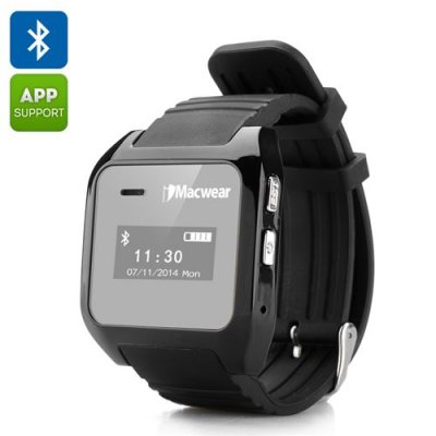 iMacwear Bluetooth Smartwatch - SMS + Phonebook Sync, Makes + Answers Calls, Pedometer, Call Records