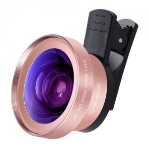 2 in 1 HD Camera Lens Kit - 0.45X HD Super Wide Angle 15X Macro Lens - ROSE GOLD