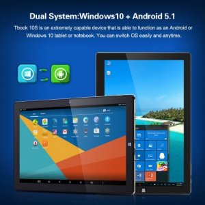 Teclast Tbook 10S 10.1Inch Windows 10+Android 5.1 Intel Cherry Trail X5-Z8350 4+64GB 2 in 1 Ultrabook Tablet PC - GOIDEN