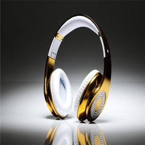 Beats By Dre Studio High Definition Powered Isolation Headphones Gold Limited Edition With Diamond