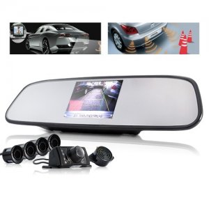 3.5 Inch TFT Screen Car Rearview Mirror with Rearview Camera + Parking Sensor