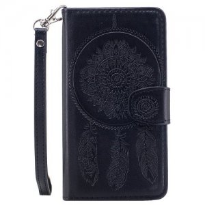 3D Embossed Wind Bell PU Leather Flip Folio Cover for Samsung Galaxy S5 - BLACK