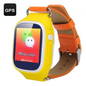 GPS Tracker Kids Phone Watch - GPS + LBS + Wi-Fi Positioning Modes, GSM, Walking Route Map, Pedometer (Yellow)