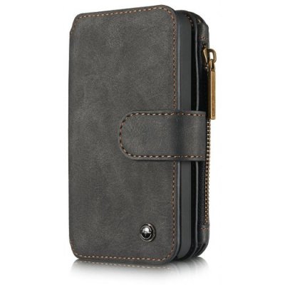 CaseMe for iPhone 5-5S-SE Premium PU Leather 2 in 1 Wallet Case with Kickstand 14 Card Holder and ID Slot - BLACK