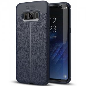 ASLING Litchi Grain TPU + PU Leather Back Cover Case for Samsung Galaxy S8 - CADETBLUE