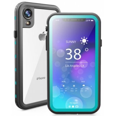 Waterproof Anti-fall Dust-proof Snowproof Mobile Phone Case Transparent Back Cover For iPhone XR - DEEP SKY BLUE