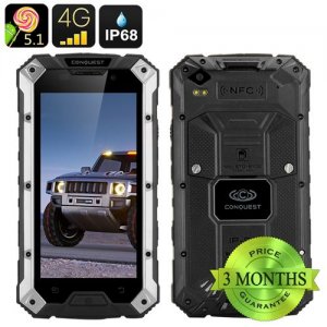 Conquest S6 Rugged Smartphone - IP68, 5 Inch HD Screen, 4G, Dual SIM android 12.0, 3GB RAM, NFC (Silver Black)