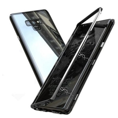 Magnetic Adsorption Metal Tempered Glass Case Cover for Samsung Galaxy Note 9 - BLACK