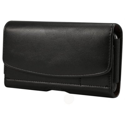 Horizontal PU Leather Case Belt Clip Bag 5.2 Inch Phone Cover with Card Holder - BLACK
