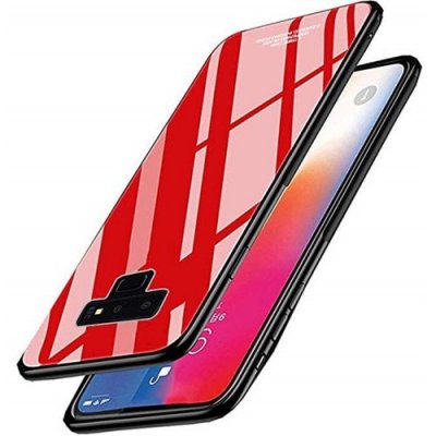 Cover Case for Samsung Galaxy Note 9 Soft TPU Bumper Tempered Glass - RED