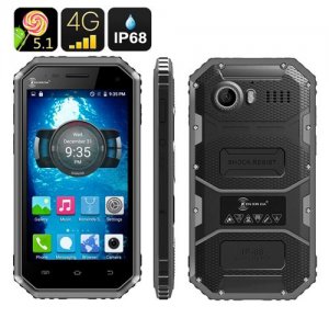 Ken Xin Da W6 Rugged Smartphone - IP68, Dual SIM, 4G, Quad Core CPU, Shock Proof, android 12.0 (Black)