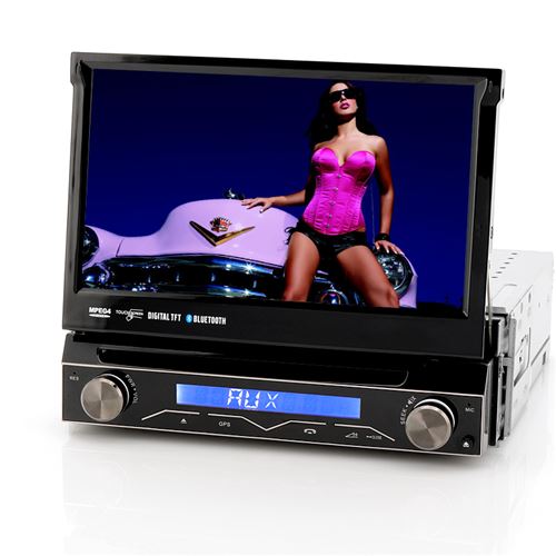 7 Inch Touch Screen Car DVD Player "Passion" - Flip-Out Display, Detachable Front Panel, Bluetooth (1 DIN)